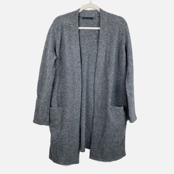 Jenni Kayne Sweater Coat Gray Long Line Open Front Cardigan Womens Small